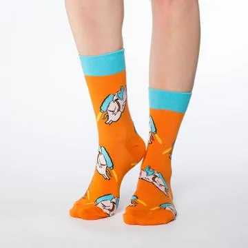 "Rocket Pig" Cotton Crew Socks by Good Luck Sock