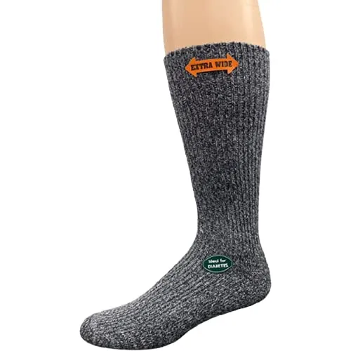 Regenerated Wool Diabetic Outdoor Hiking Extra Wide Calf Men Socks