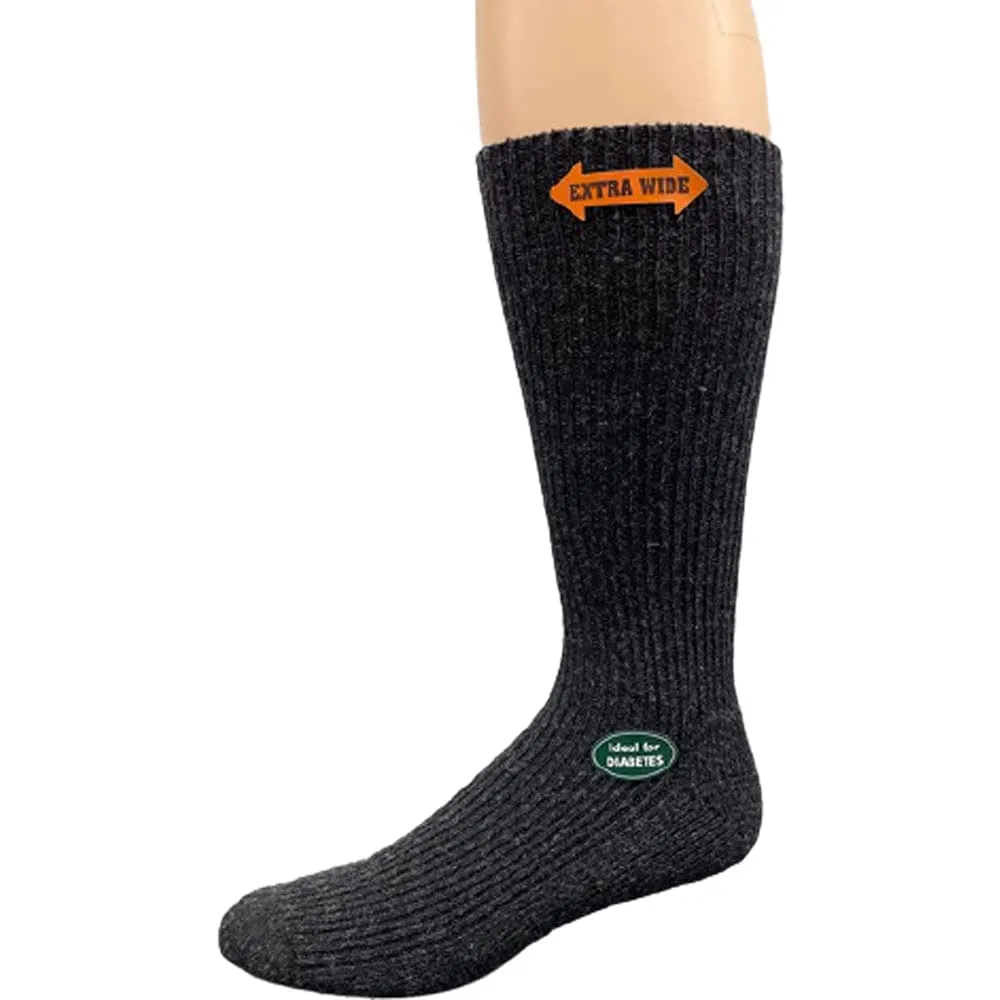 Regenerated Wool Diabetic Outdoor Hiking Extra Wide Calf Men Socks