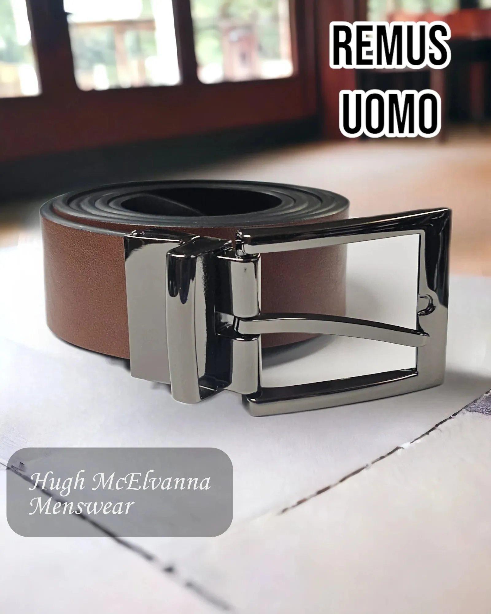 Remus Uomo Tan Reversible Belt - 70717/57