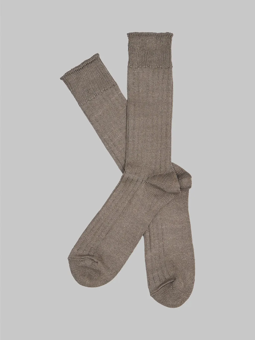 ROTOTO Linen Cotton Ribbed Crew Socks Dark Grey