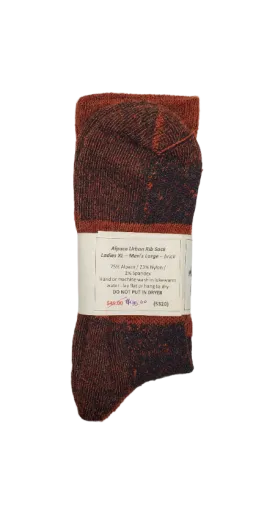 S320 Alpaca Rib Sock Brick Ladies XL - Mens Large