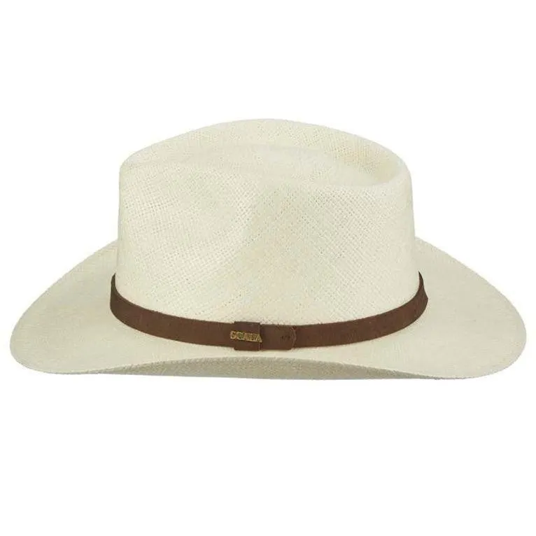 Scala - Outback Panama Hat w- Leather Trim