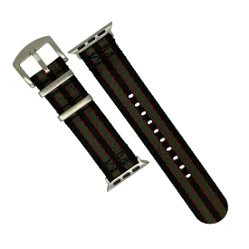 Seat Belt Nato Strap in Black Green Red James Bond (Apple Watch)