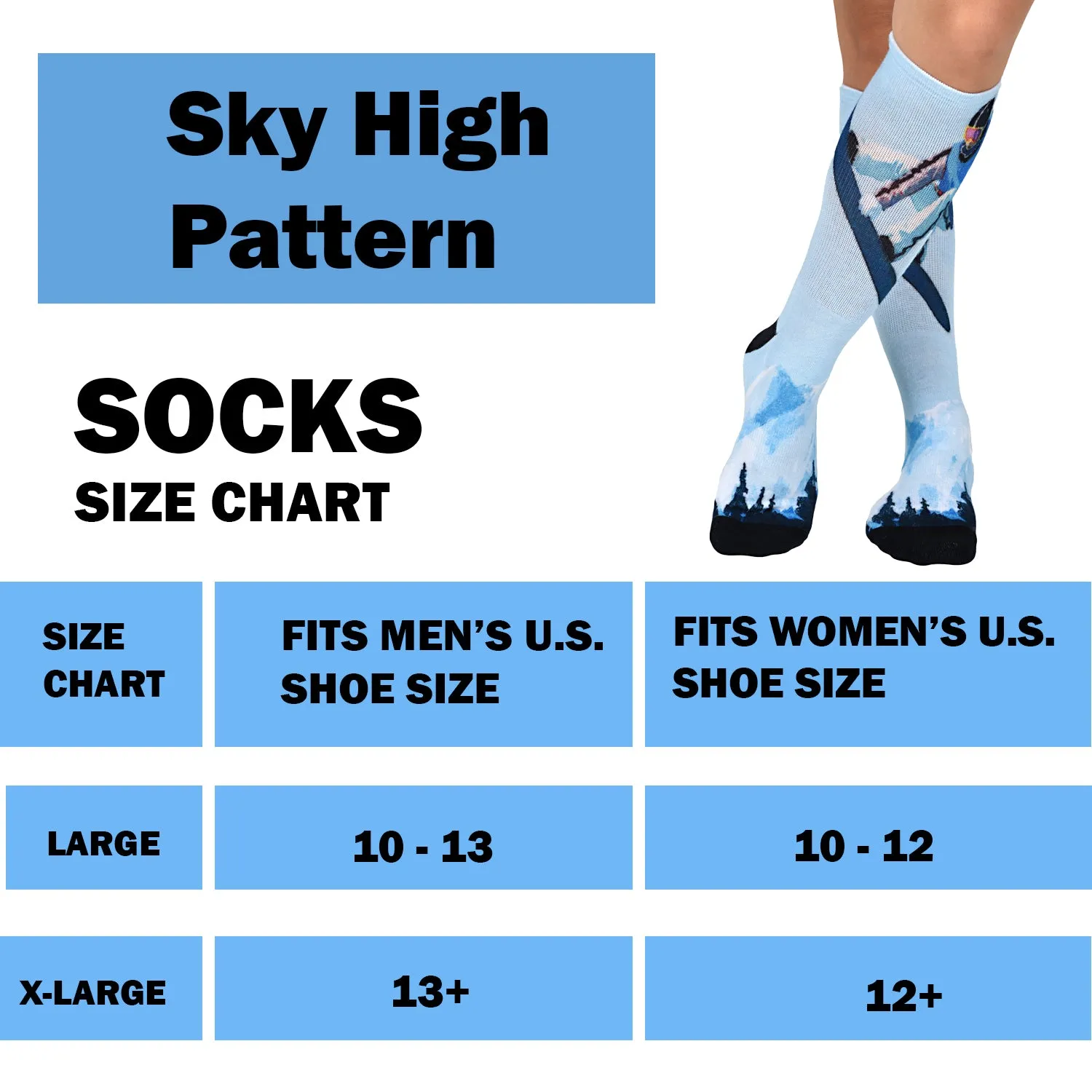 Sierra Socks Sky High Pattern CoolMax Socks, Nature Collection for Men & Women Eco-Friendly Crew Socks