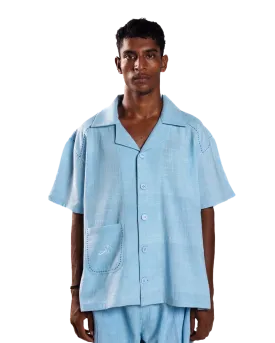 SKY BLUE HANDWOVEN BUTTON DOWN