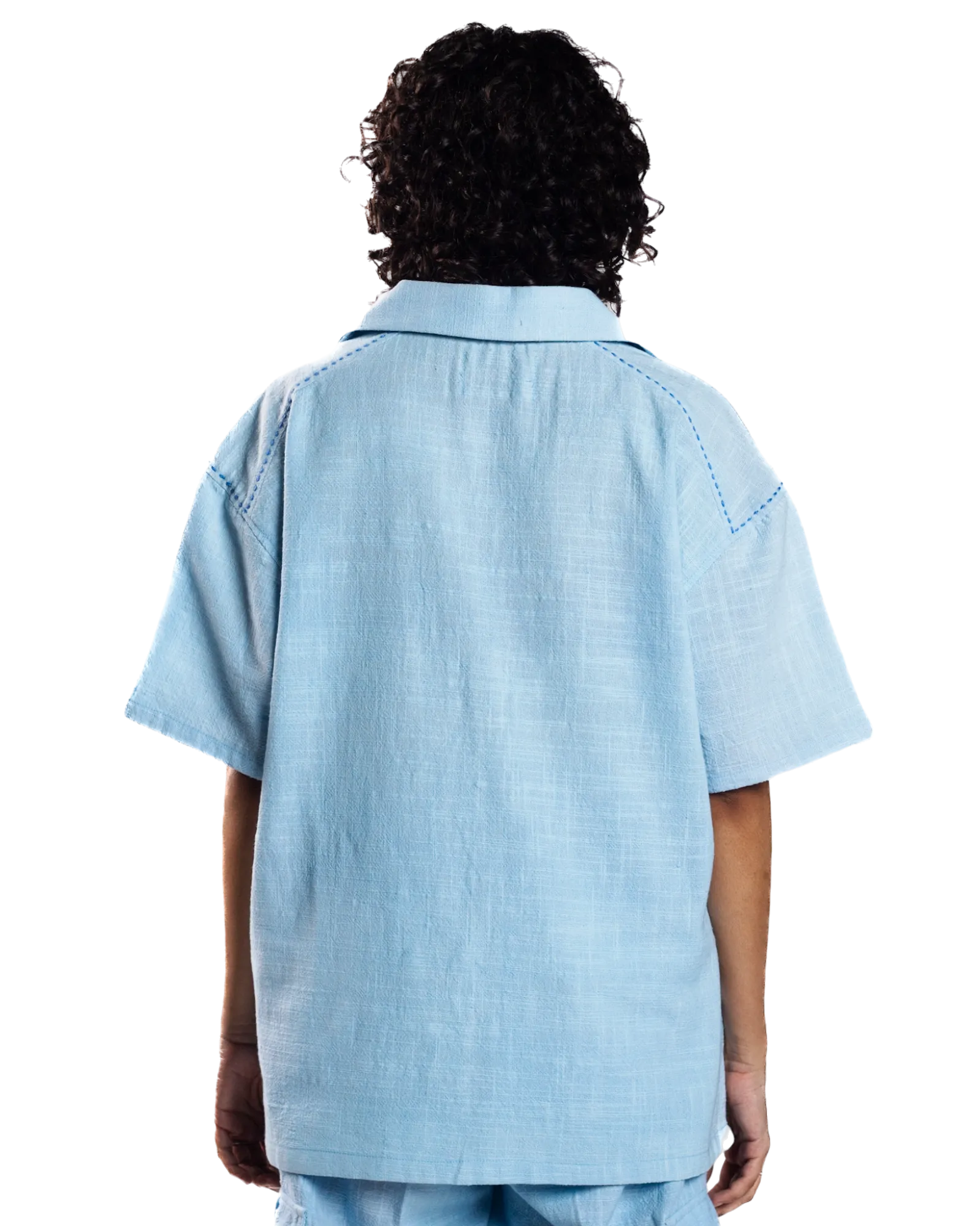 SKY BLUE HANDWOVEN BUTTON DOWN