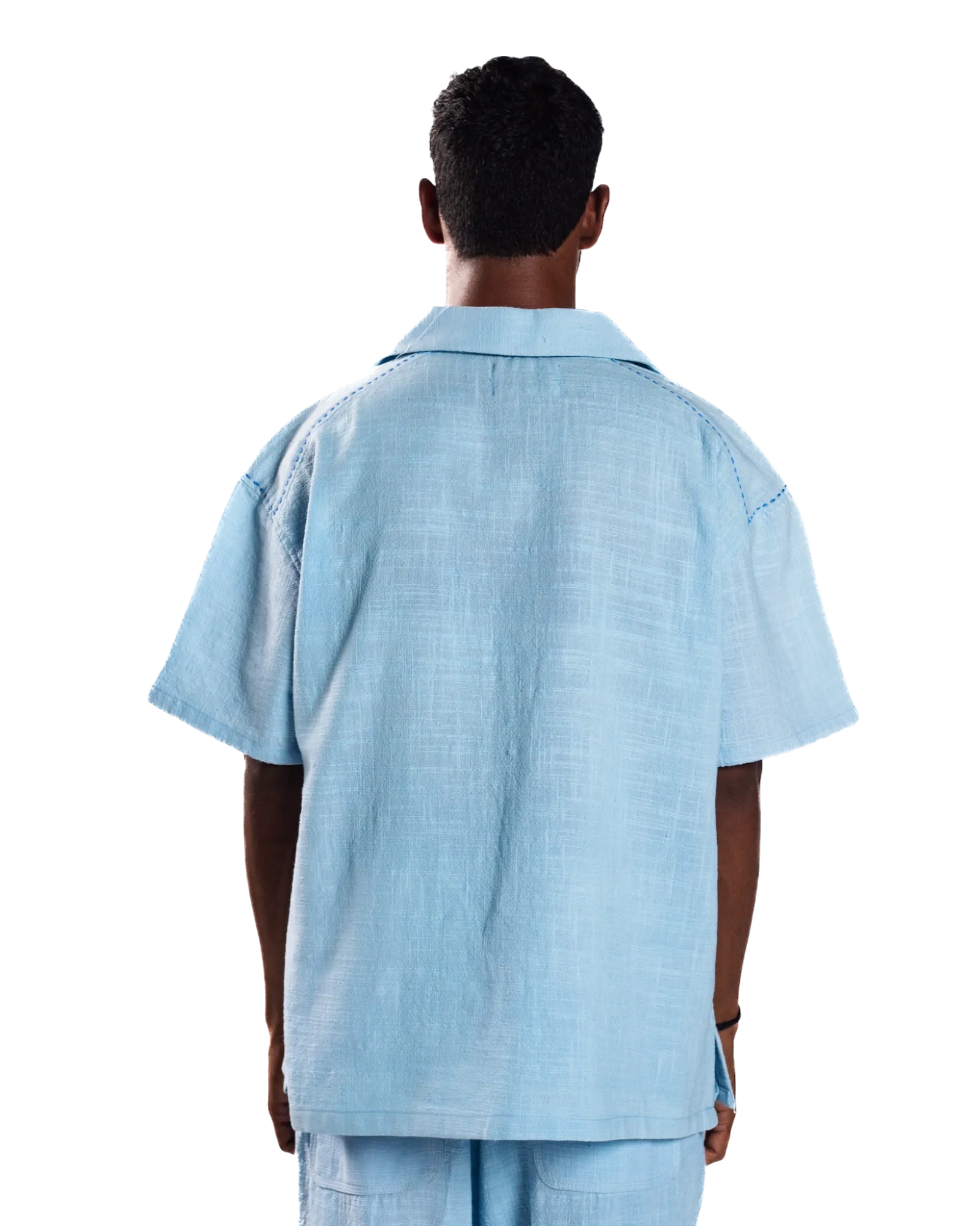 SKY BLUE HANDWOVEN BUTTON DOWN