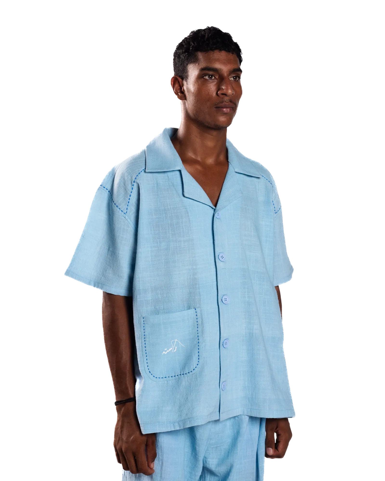 SKY BLUE HANDWOVEN BUTTON DOWN