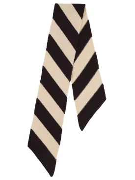 Small Wide Stripe Diagonal Scarf Black & Oatmeal