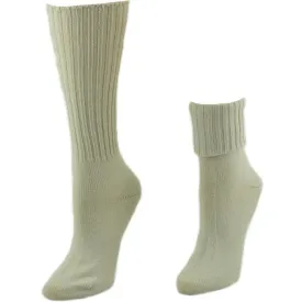 Solid Color Ribbed Crew Turn cuff Soft Acrylic Socks