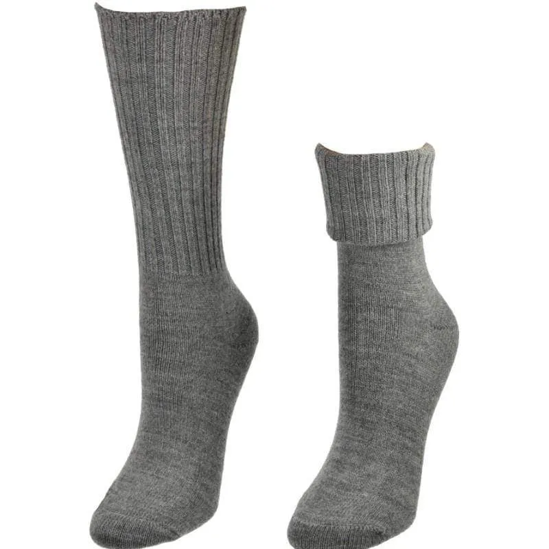 Solid Color Ribbed Crew Turn cuff Soft Acrylic Socks