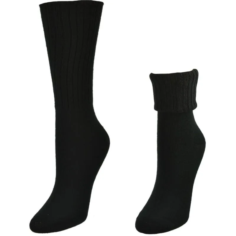 Solid Color Ribbed Crew Turn cuff Soft Acrylic Socks