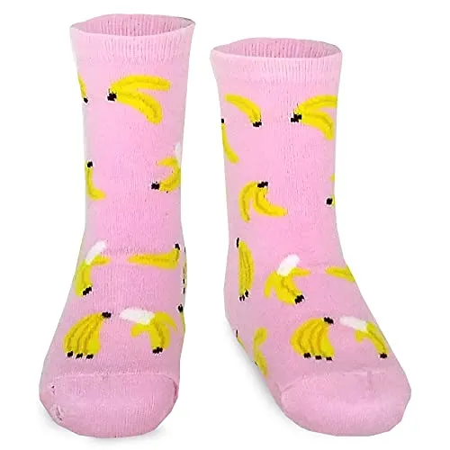 TeeHee Little Girls Cotton Crew Socks 6 Pair Pack (Food Crew)(K2026)