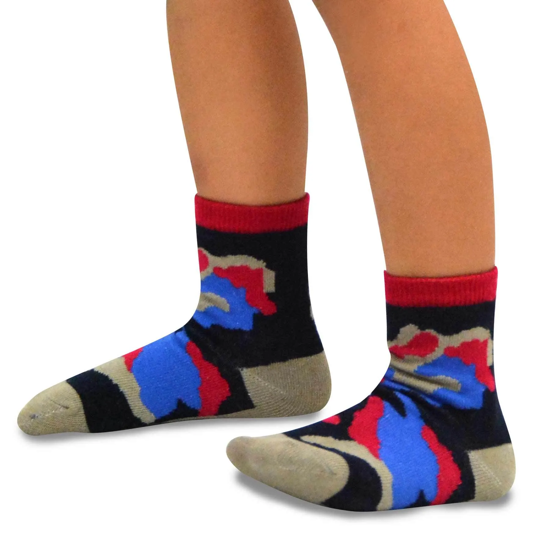 TeeHee Socks Kid's Casual Cotton Short Crew Camo 6-Pack (70879)