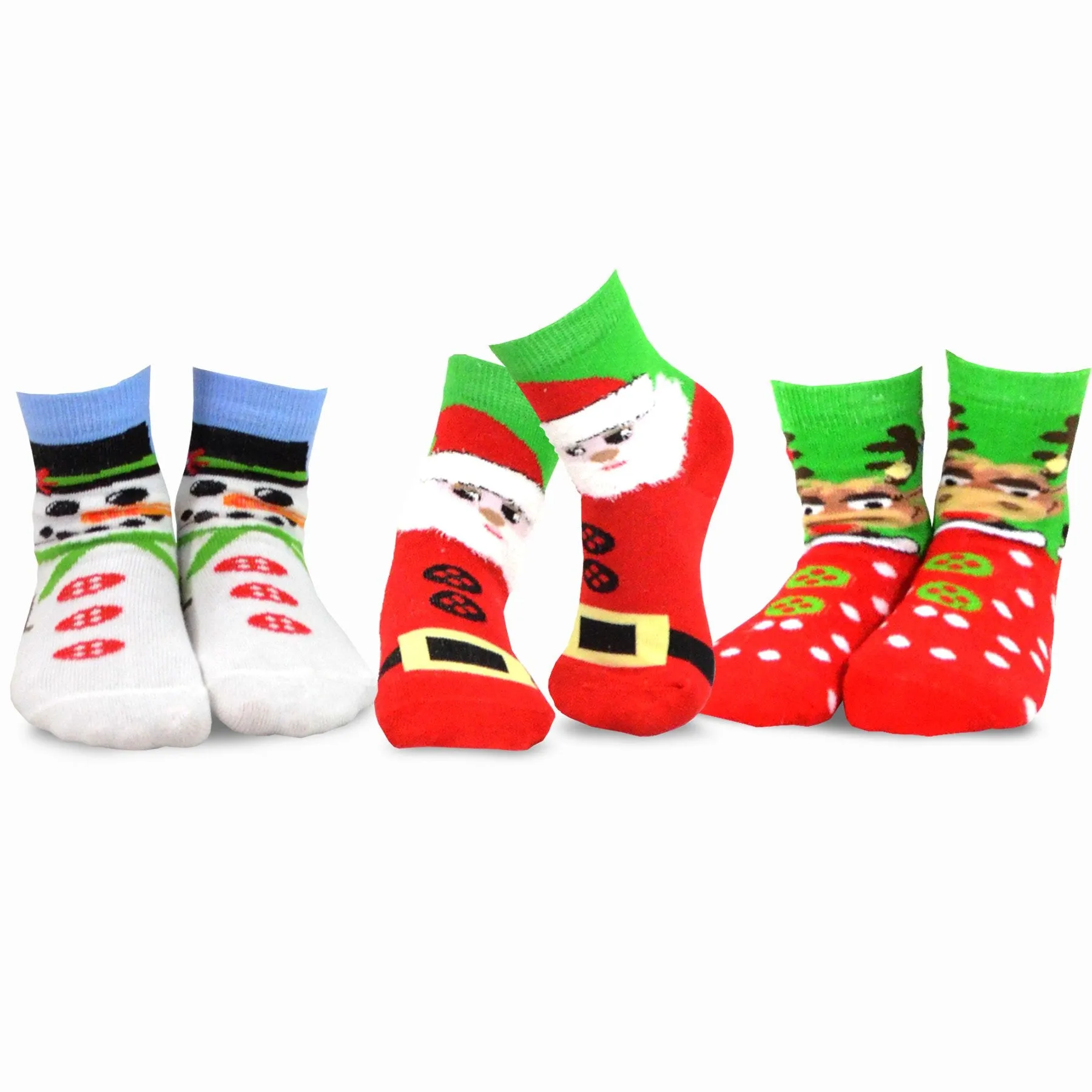 TeeHee Socks Kid's Christmas Cotton Short Crew Faces 3-Pack (70871)