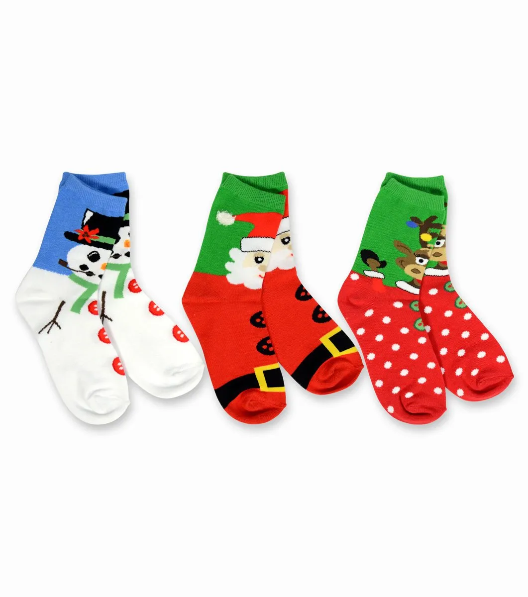 TeeHee Socks Kid's Christmas Cotton Short Crew Faces 3-Pack (70871)