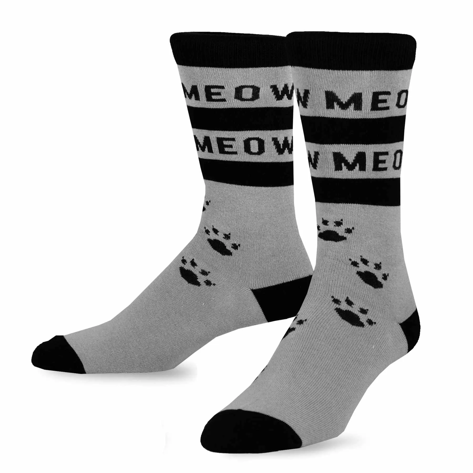 TeeHee Socks Men's Novelty Cotton Crew Cat Meow 3-Pack (11140)