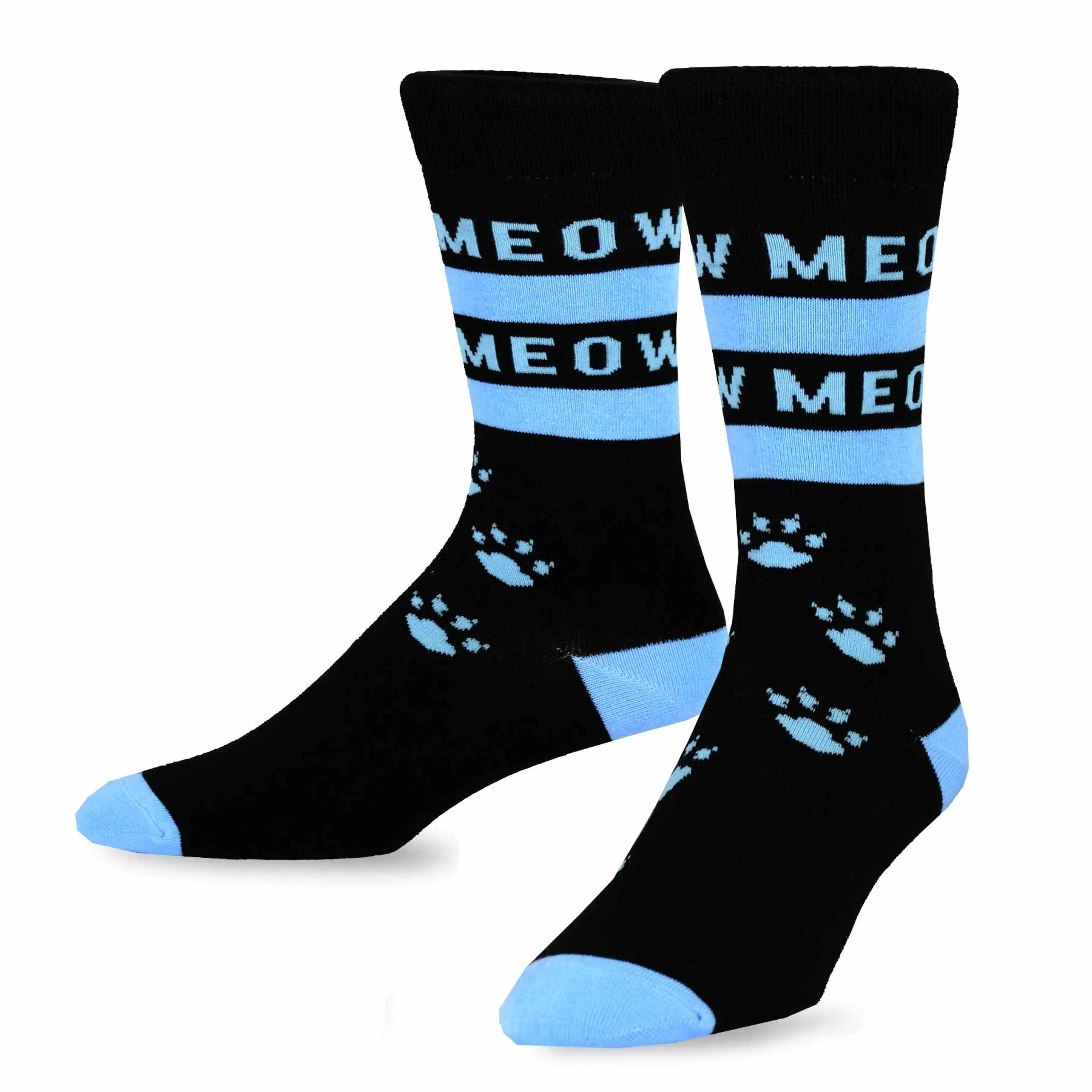 TeeHee Socks Men's Novelty Cotton Crew Cat Meow 3-Pack (11140)