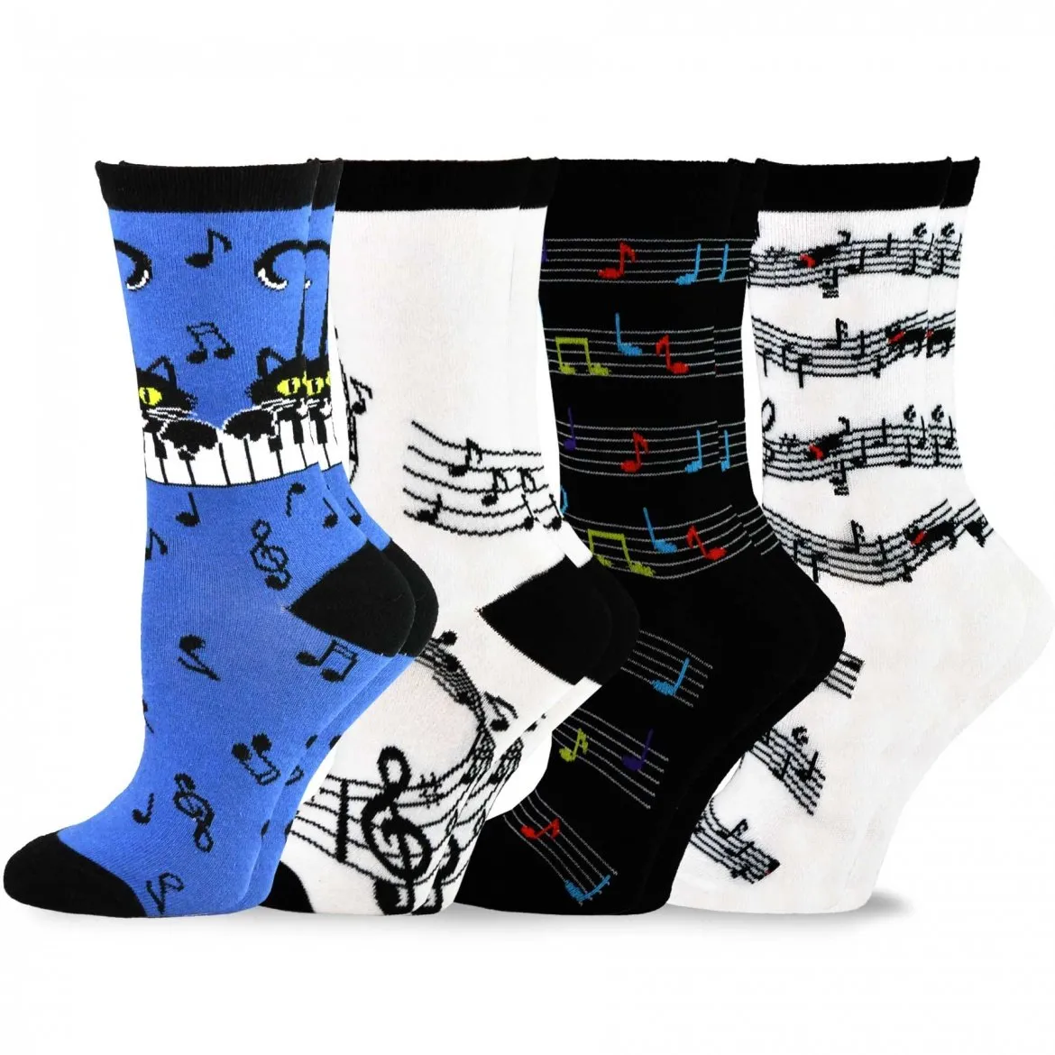 TeeHee Socks Men's Novelty Cotton Crew Dancing Music 4-Pack (11996)