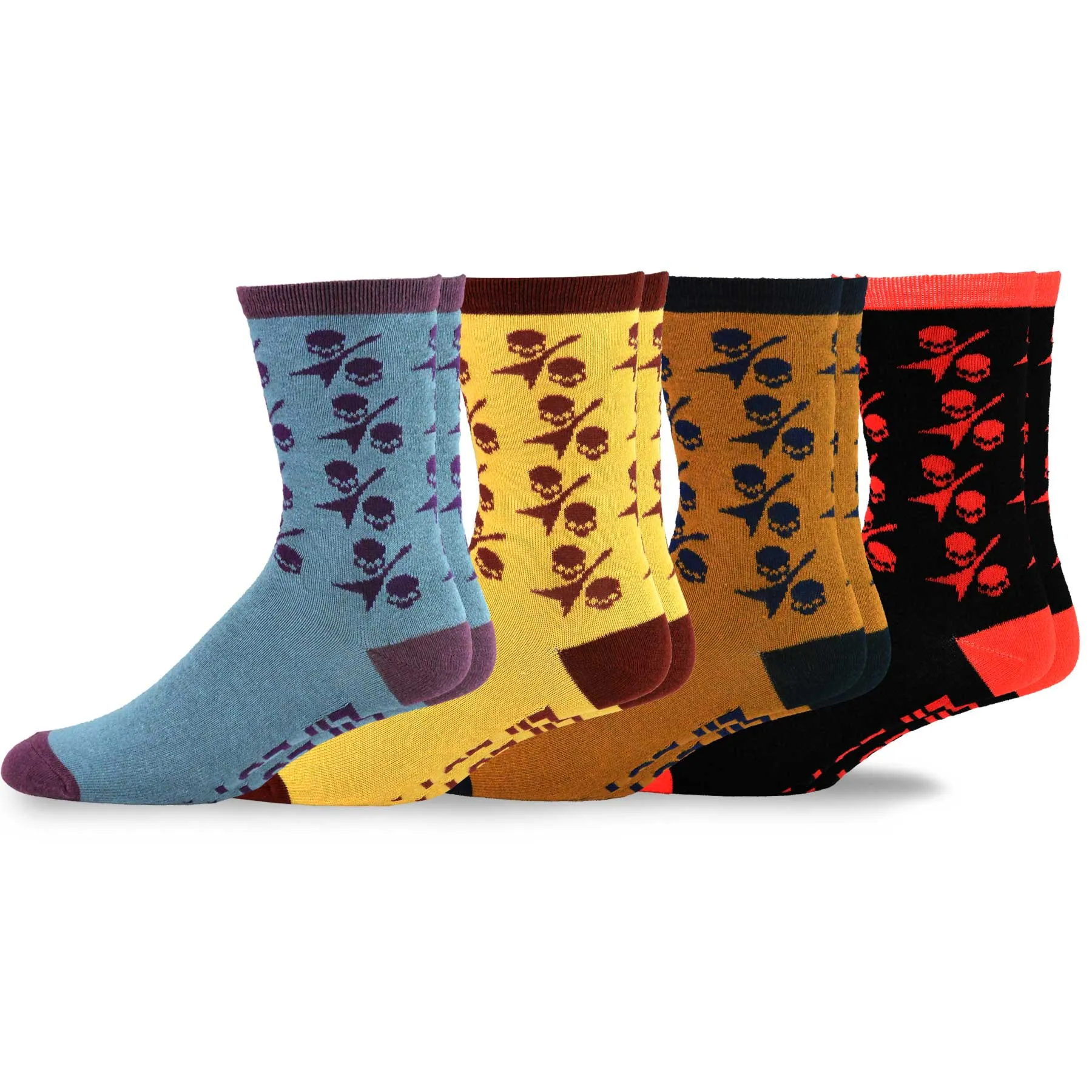 TeeHee Socks Men's Novelty Cotton Crew Electric Guitar 4-Pack (51135)