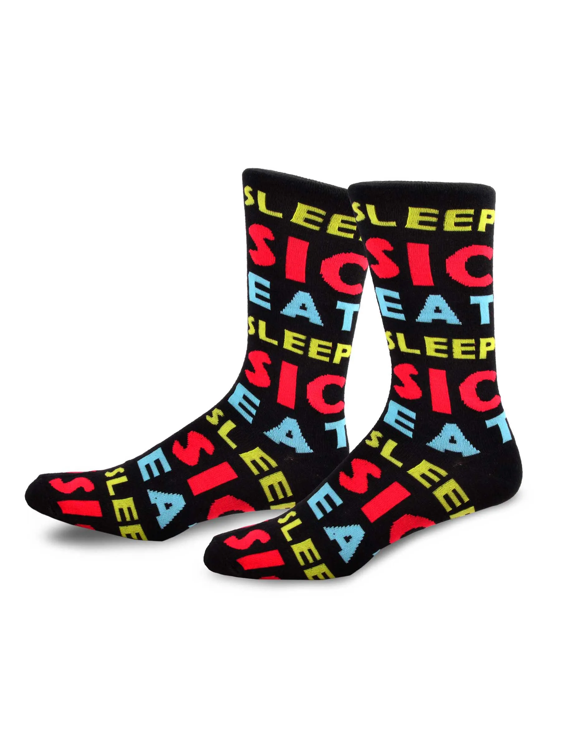 TeeHee Socks Men's Novelty Cotton Crew No Music No Fun 4-Pack (109356)