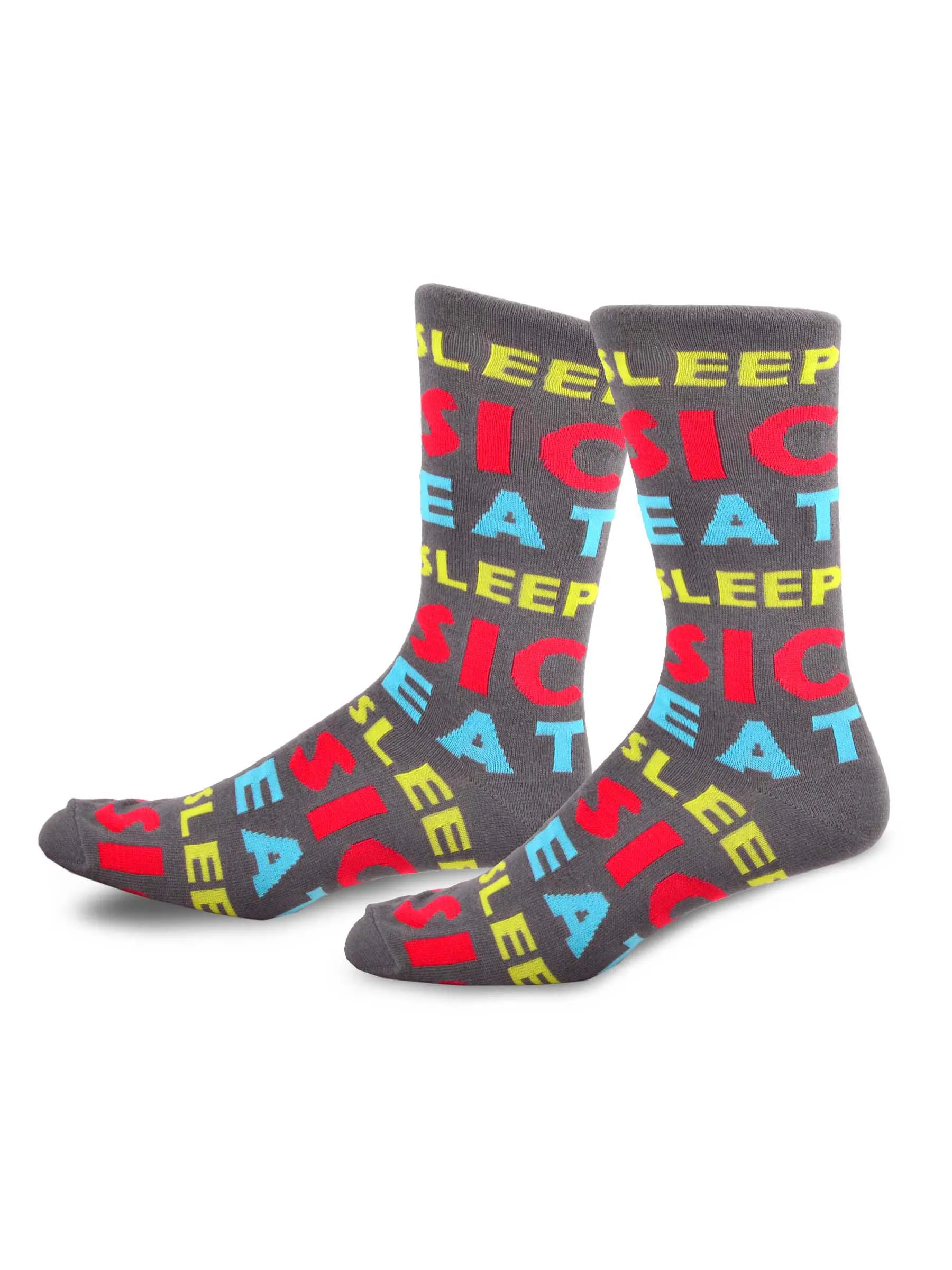 TeeHee Socks Men's Novelty Cotton Crew No Music No Fun 4-Pack (109356)