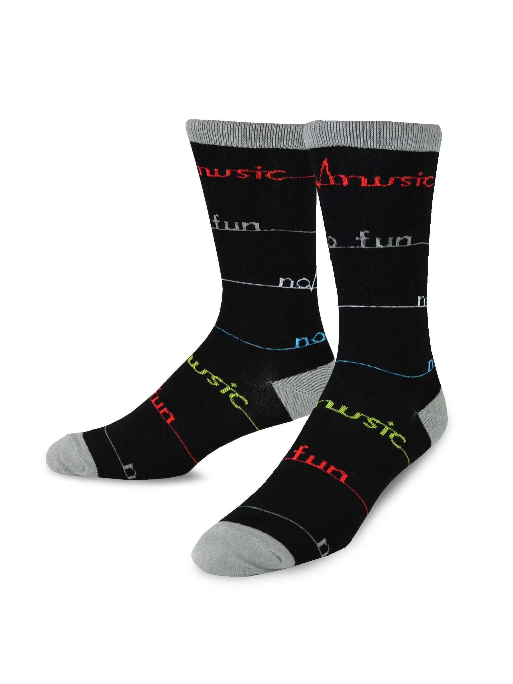 TeeHee Socks Men's Novelty Cotton Crew No Music No Fun 4-Pack (109356)