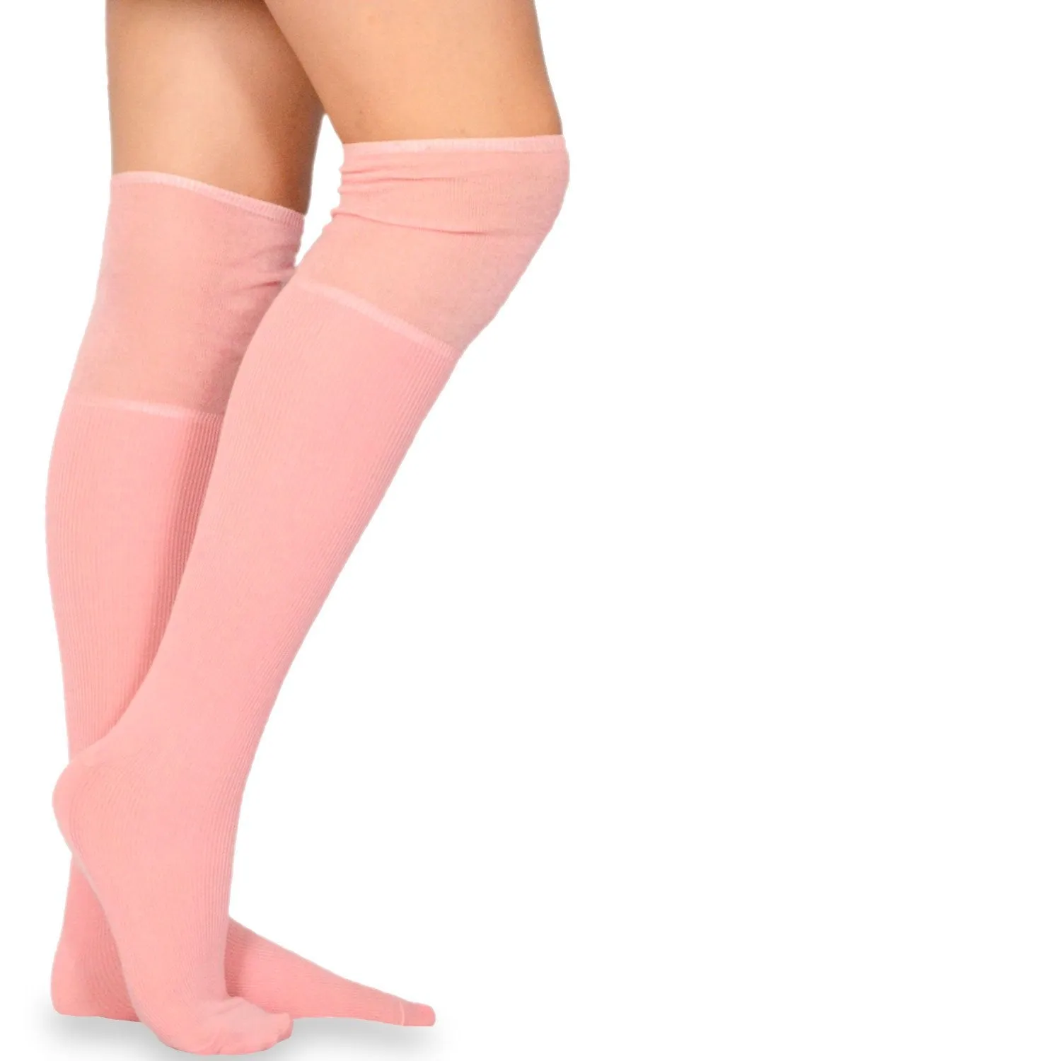 TeeHee Socks Women's Casual Cotton Over the Knee Slouch Top 4-Pack (10772)