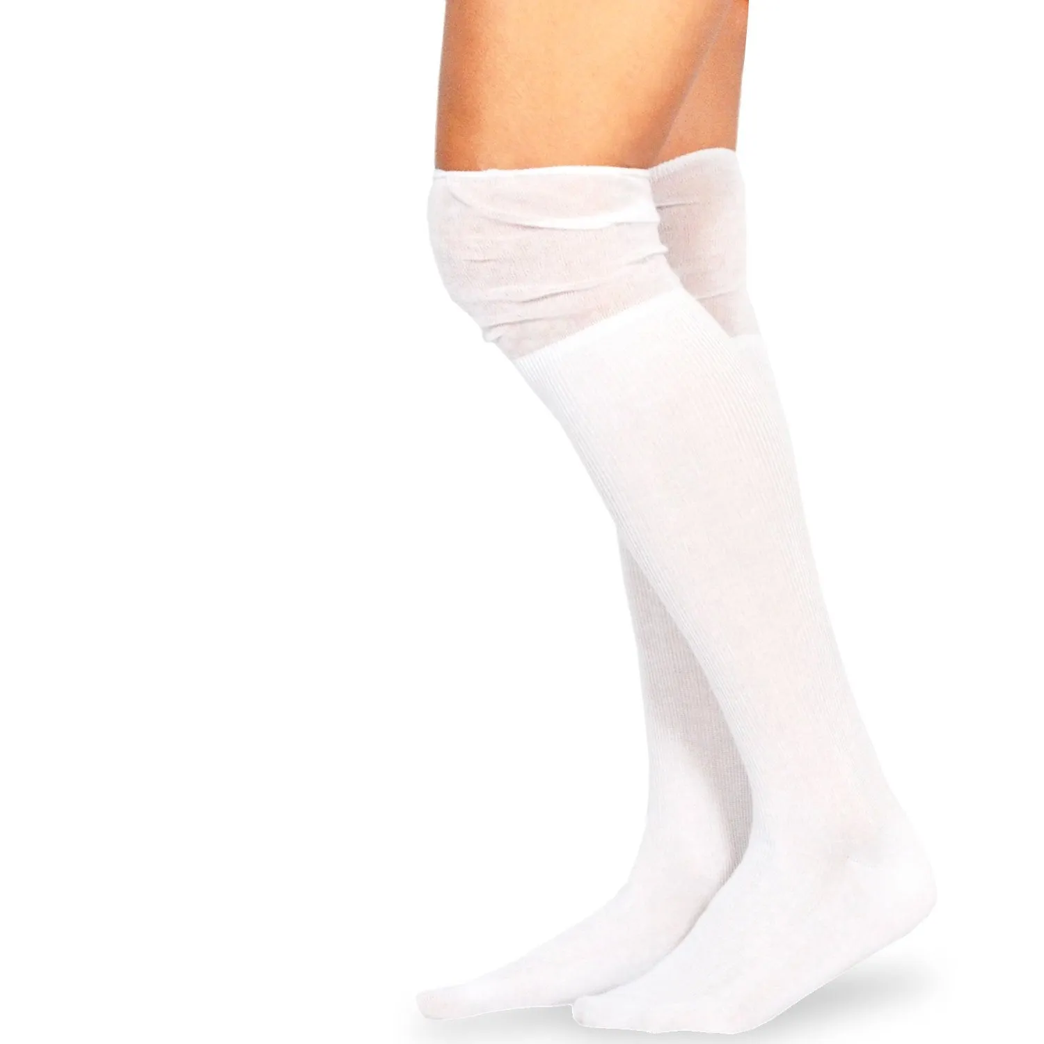 TeeHee Socks Women's Casual Cotton Over the Knee Slouch Top 4-Pack (10772)