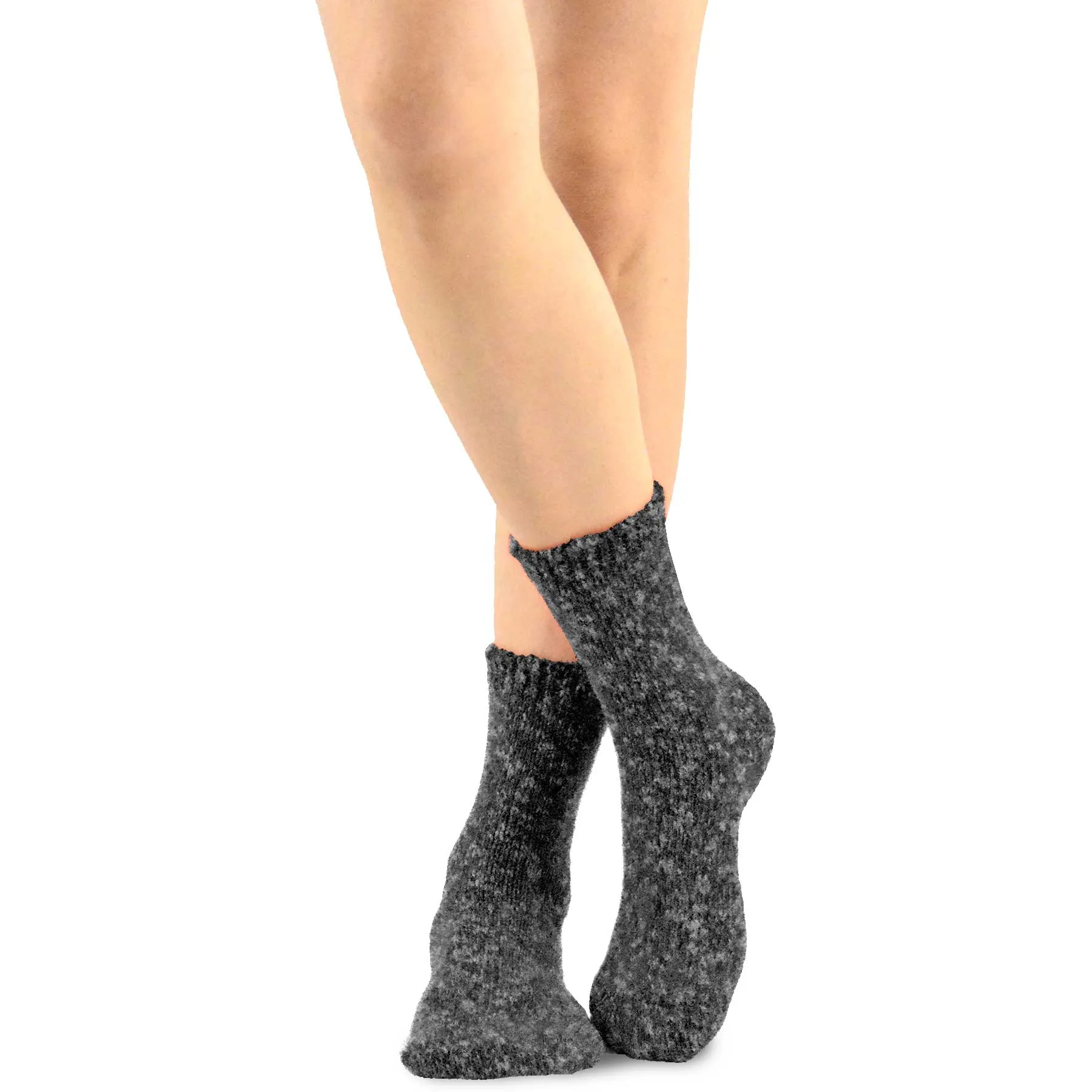 TeeHee Socks Women's Casual Cotton Short Crew Marled 4-Pack (10854)