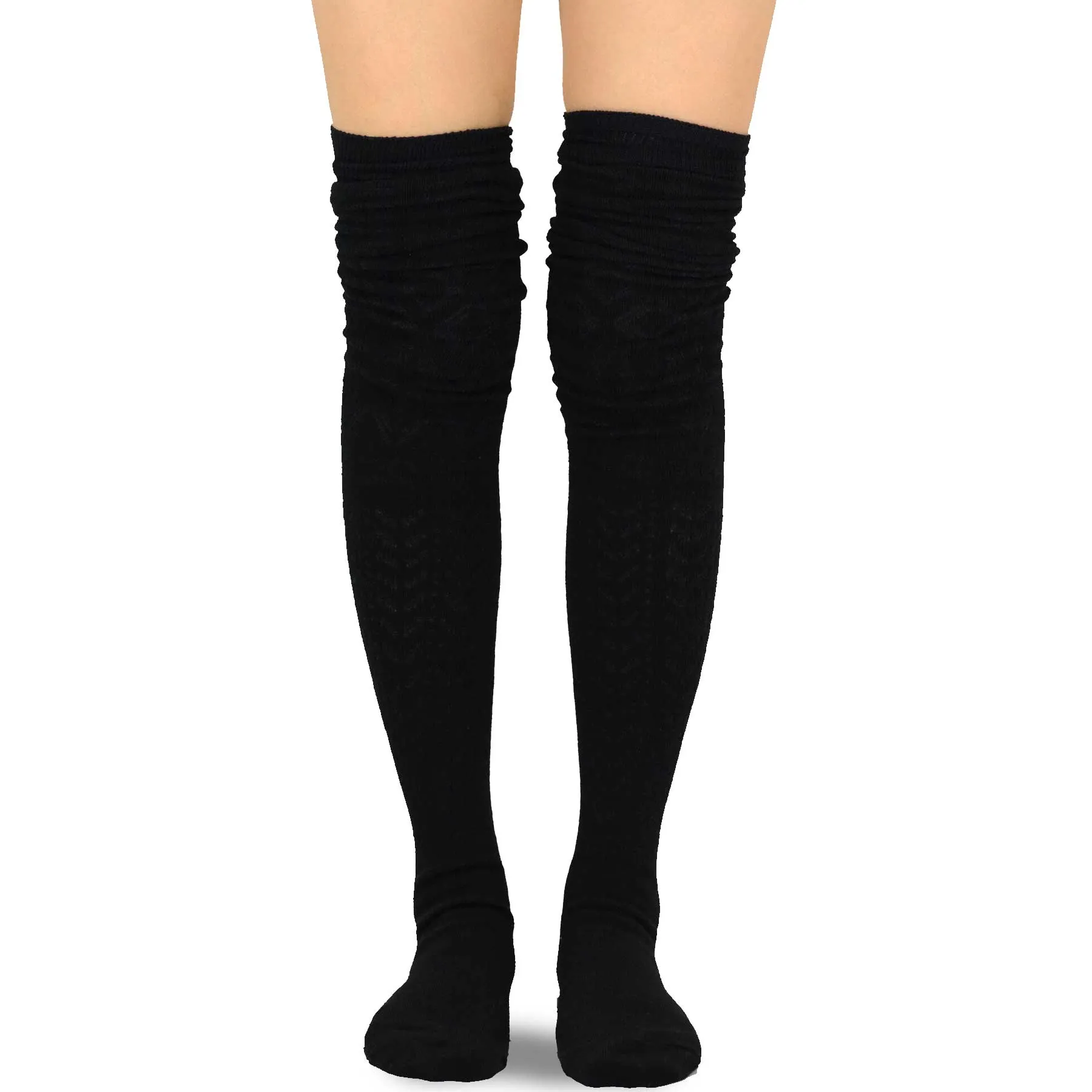 TeeHee Socks Women's Casual Cotton Thigh High Pointelle 3-Pack (11396)