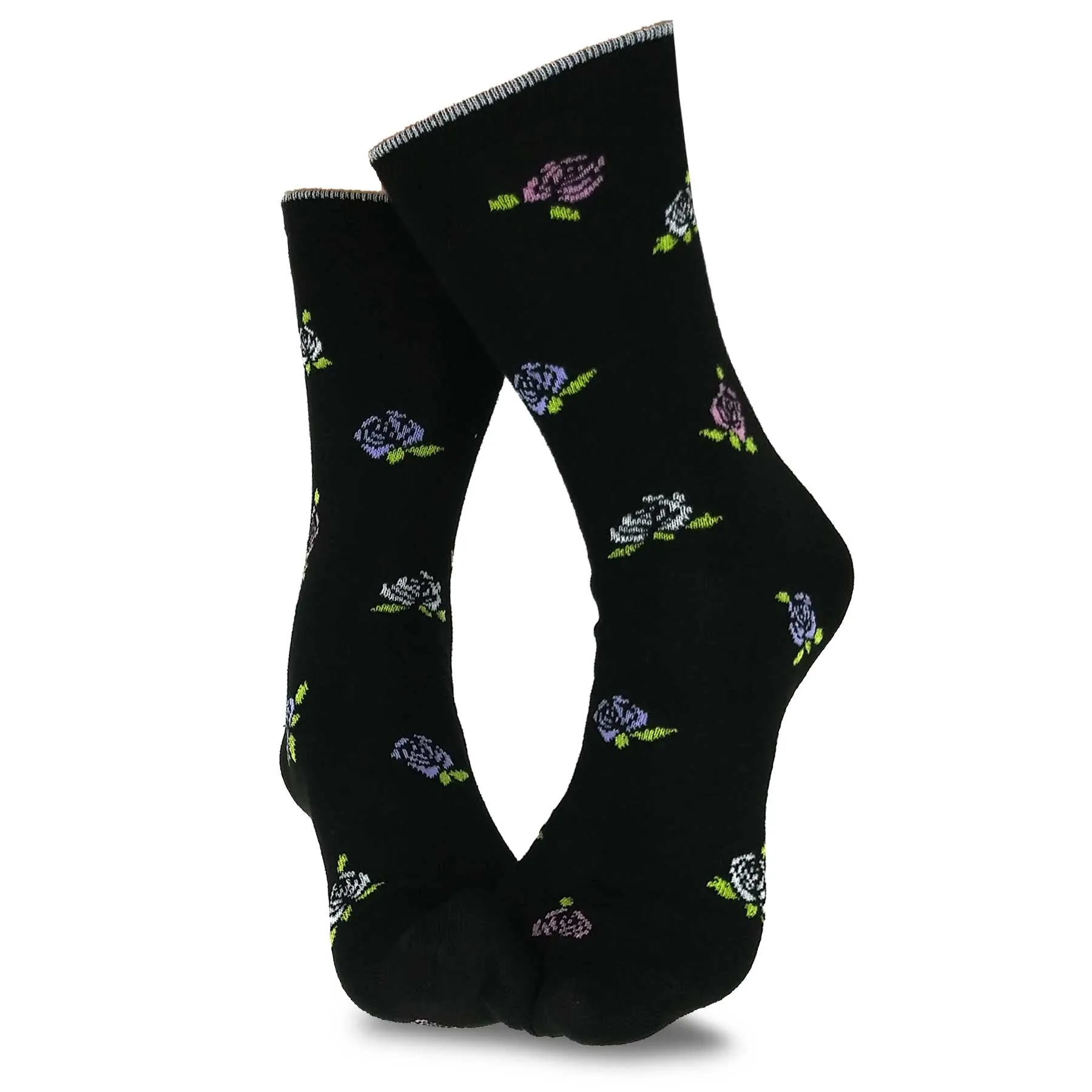 TeeHee Socks Women's Casual Polyester Crew Rosebud 6-Pack (11197)