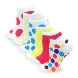 TeeHee Socks Women's Casual Polyester No Show Dots and Plain 6-Pack (3105)