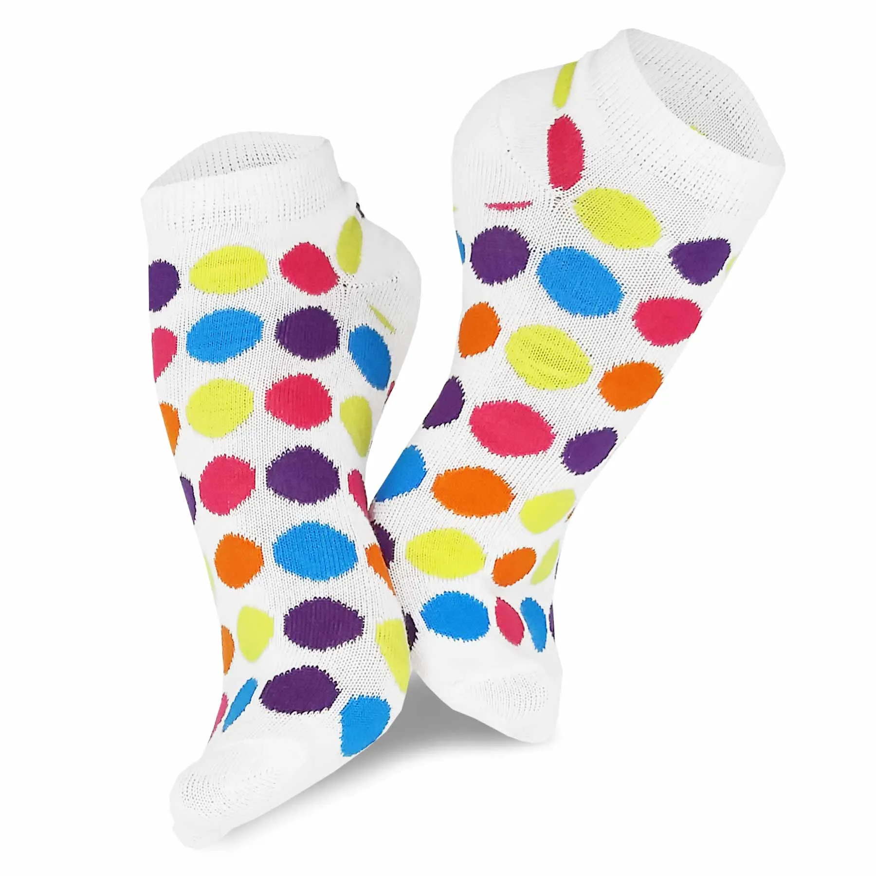 TeeHee Socks Women's Casual Polyester No Show Dots and Plain 6-Pack (3105)