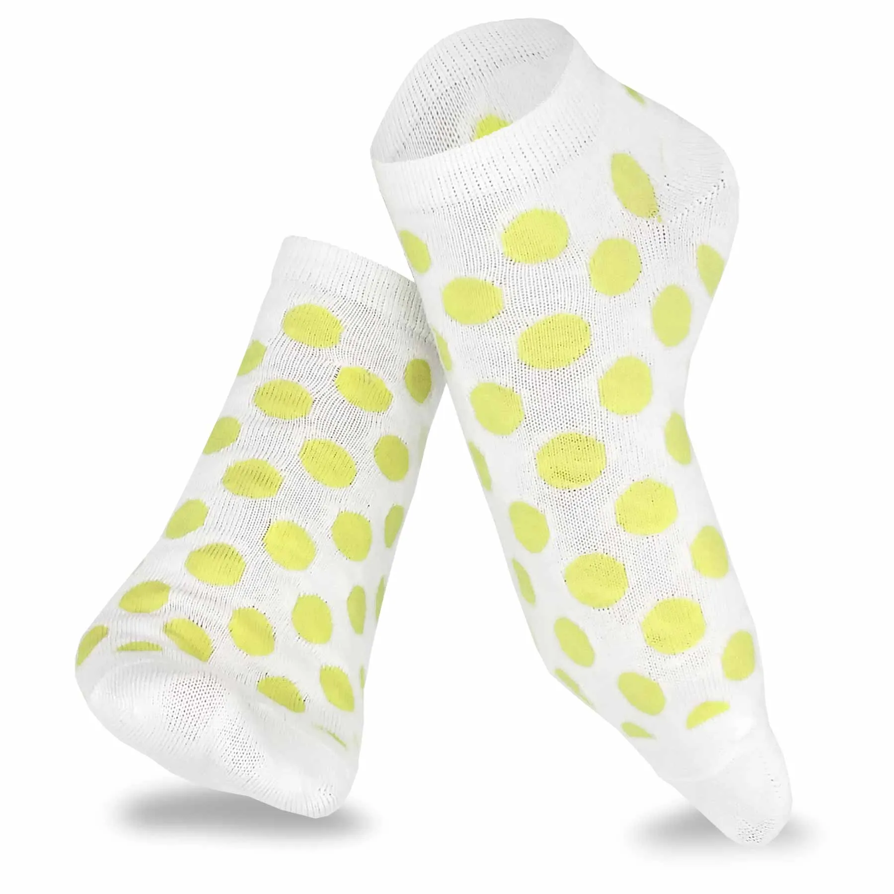 TeeHee Socks Women's Casual Polyester No Show Dots and Plain 6-Pack (3105)