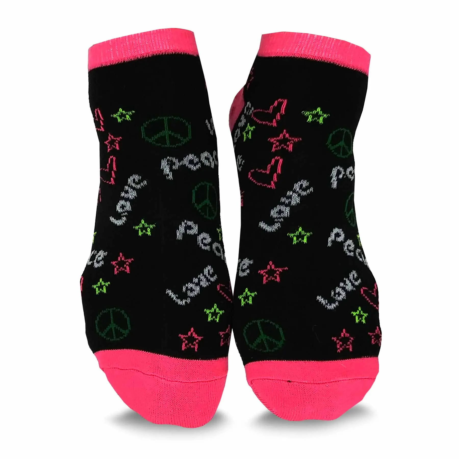 TeeHee Socks Women's Casual Polyester No Show Love Peace 18-Pack (12062)