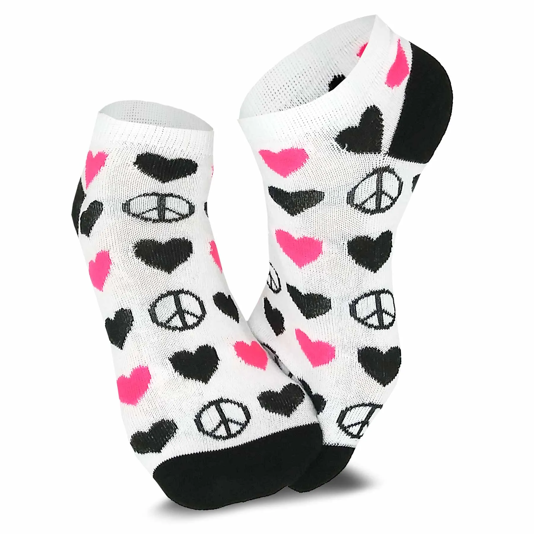 TeeHee Socks Women's Casual Polyester No Show Love Peace 18-Pack (12062)