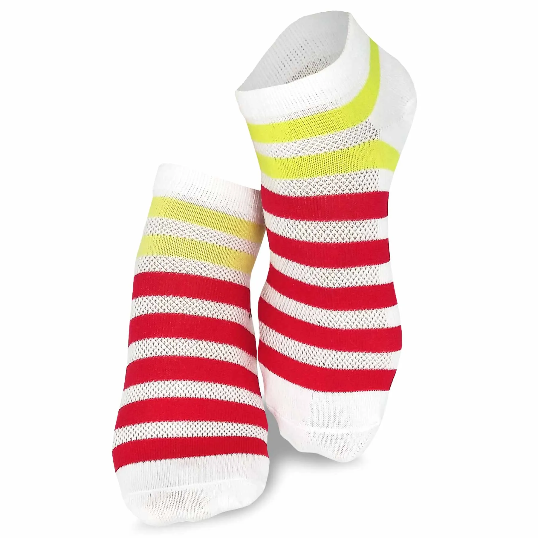 TeeHee Socks Women's Casual Polyester No Show Plain/Neon Stripes 12-Pack (31091)