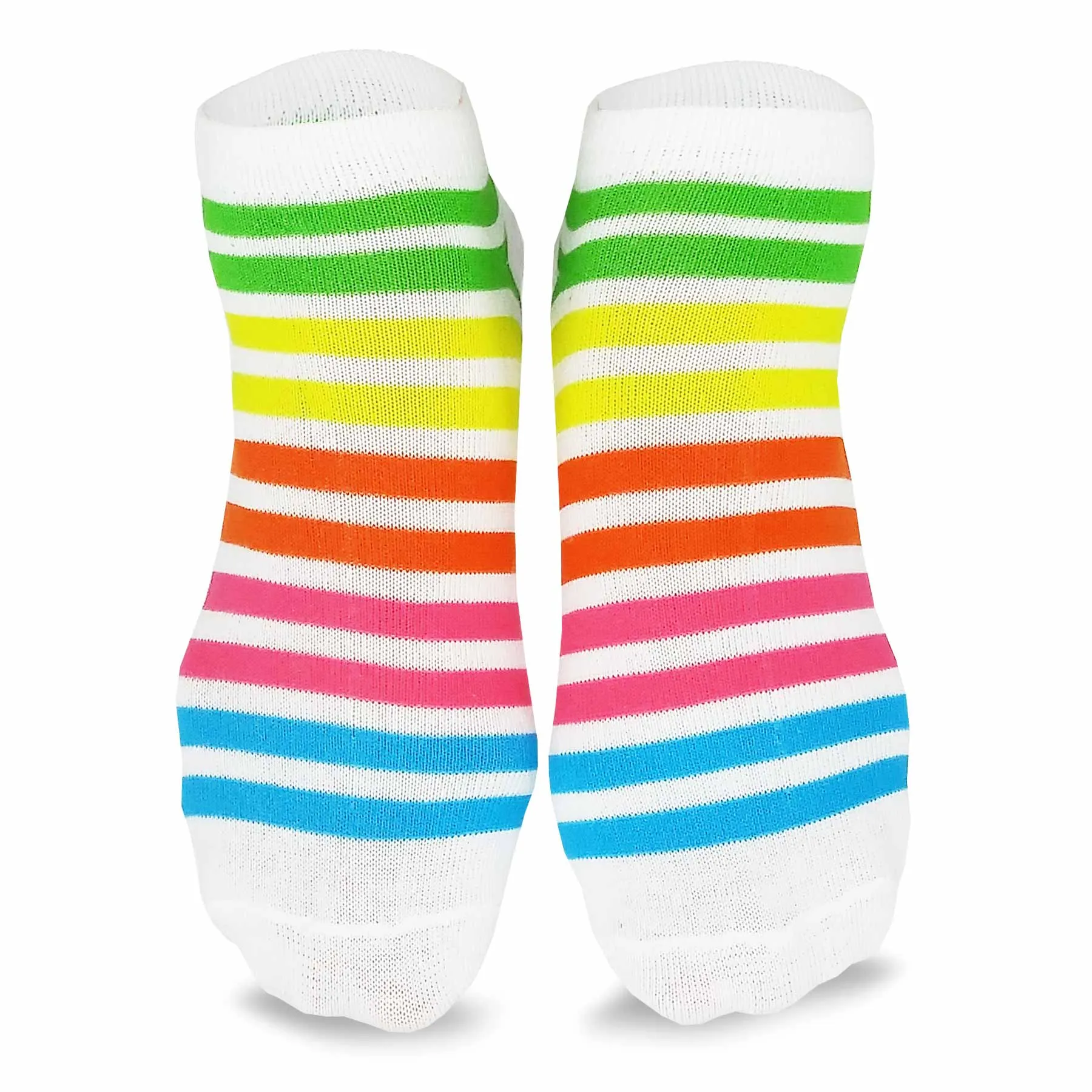 TeeHee Socks Women's Casual Polyester No Show Plain/Neon Stripes 12-Pack (31091)