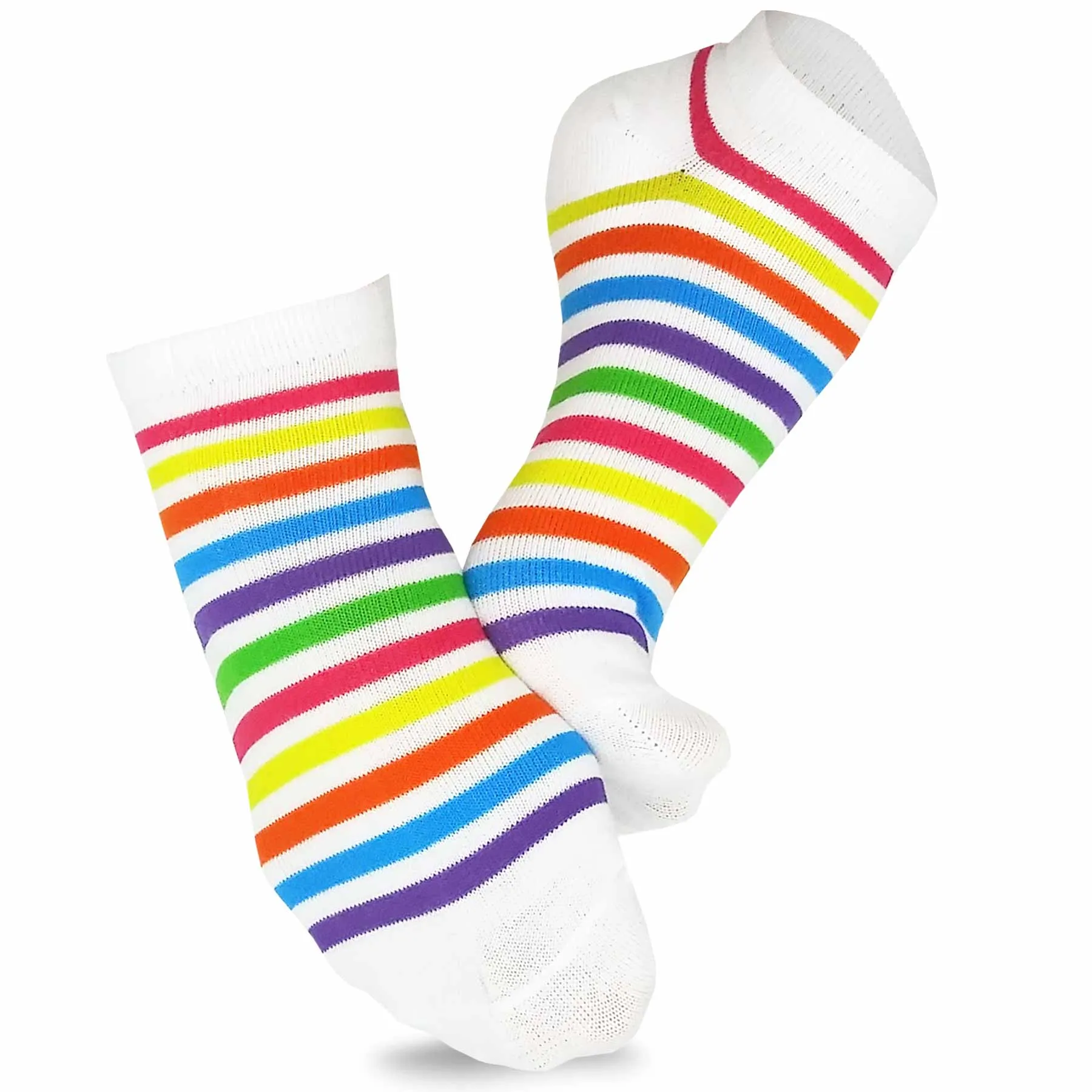 TeeHee Socks Women's Casual Polyester No Show Plain/Neon Stripes 12-Pack (31091)