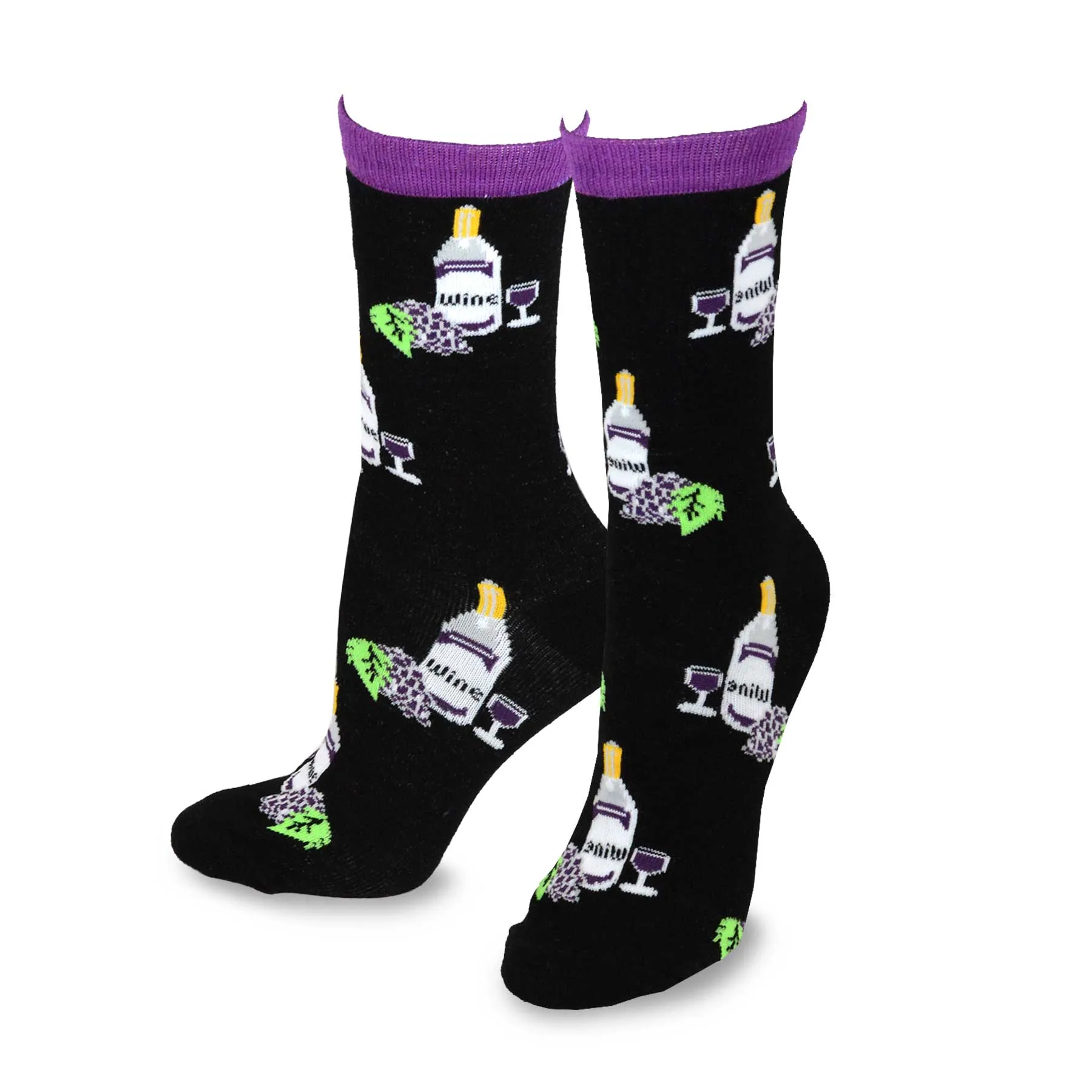 TeeHee Socks Women's Novelty Cotton Crew Wine 3-Pack (11746)