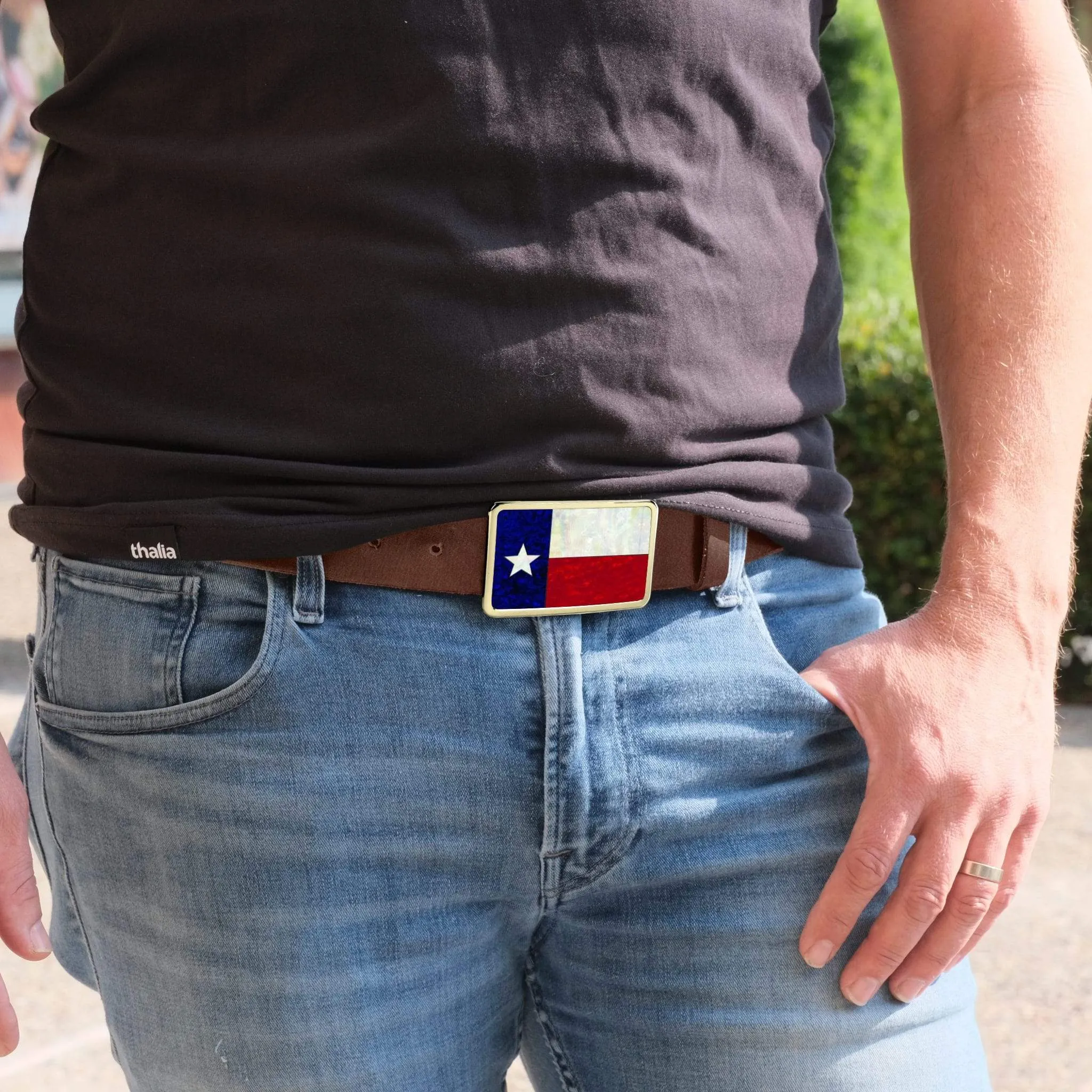 Texas Lonestar Shell Inlay Belt Buckle