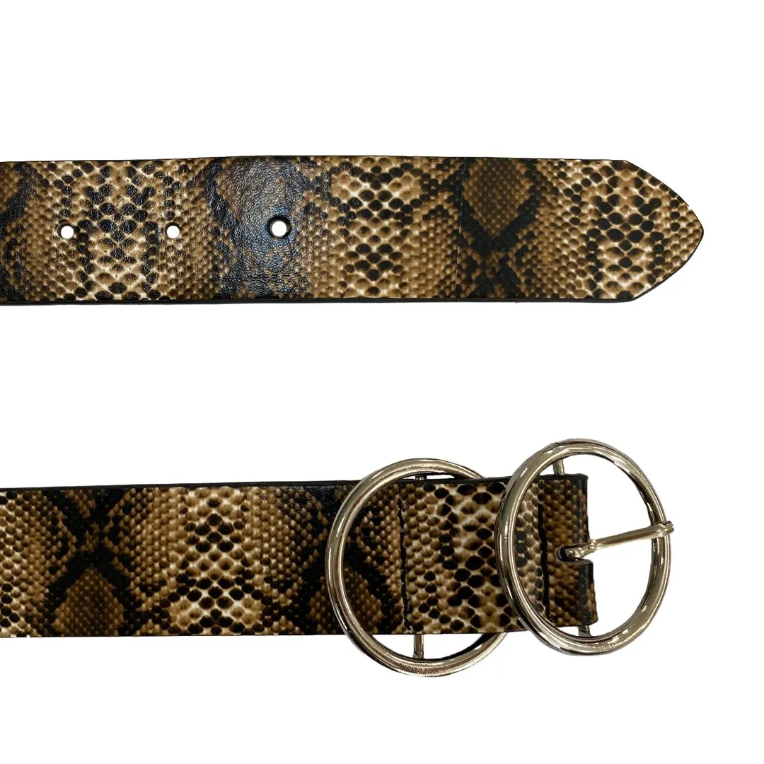 Townsville | Women's Snake Skin Double Ring Genuine Leather Belt