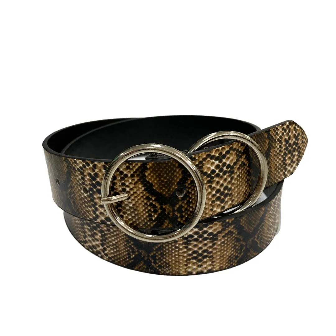 Townsville | Women's Snake Skin Double Ring Genuine Leather Belt