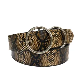 Townsville | Women's Snake Skin Double Ring Genuine Leather Belt