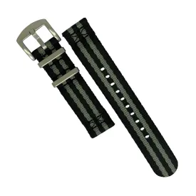 Two Piece Seat Belt Nato Strap in Black Grey (James Bond)