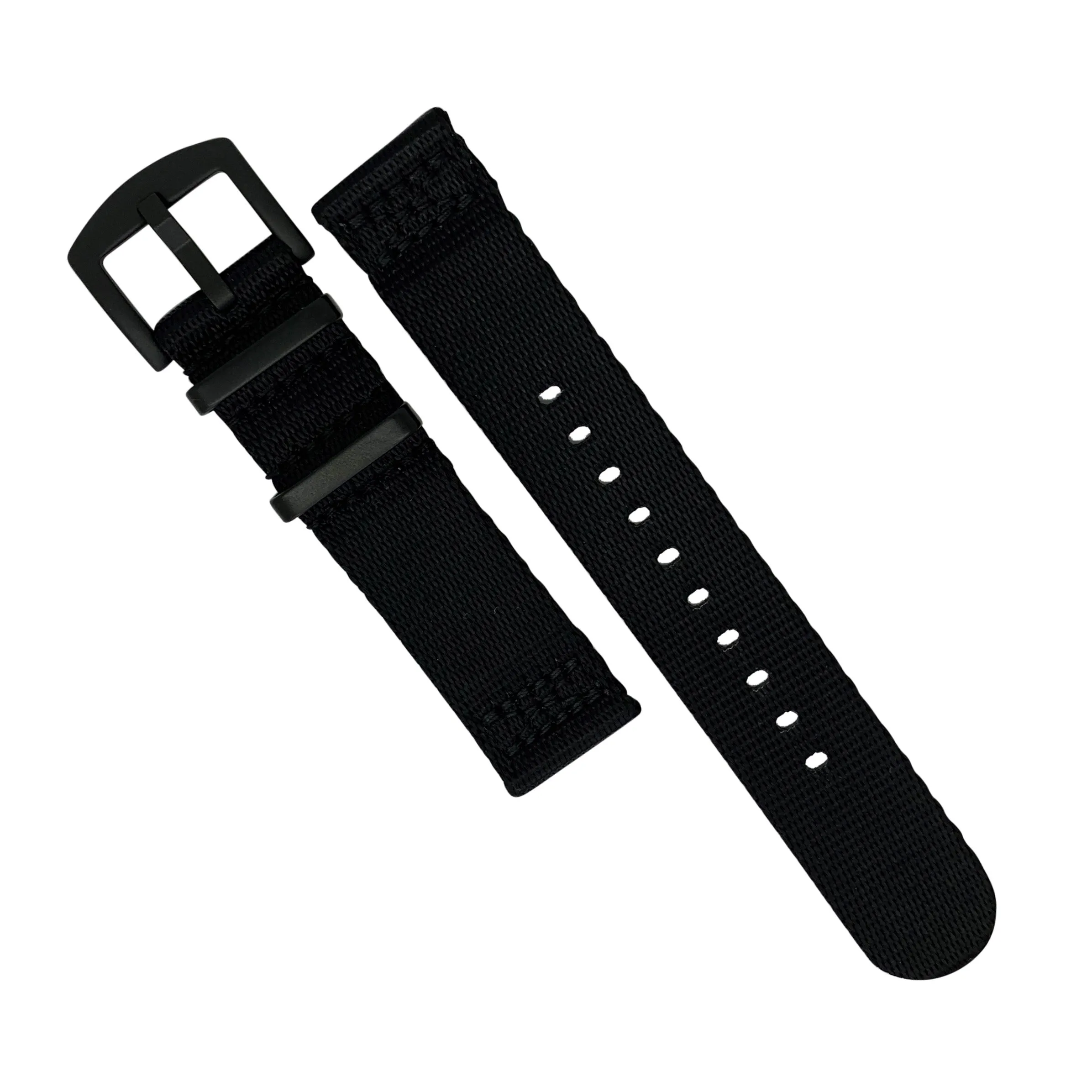 Two Piece Seat Belt Nato Strap in Black