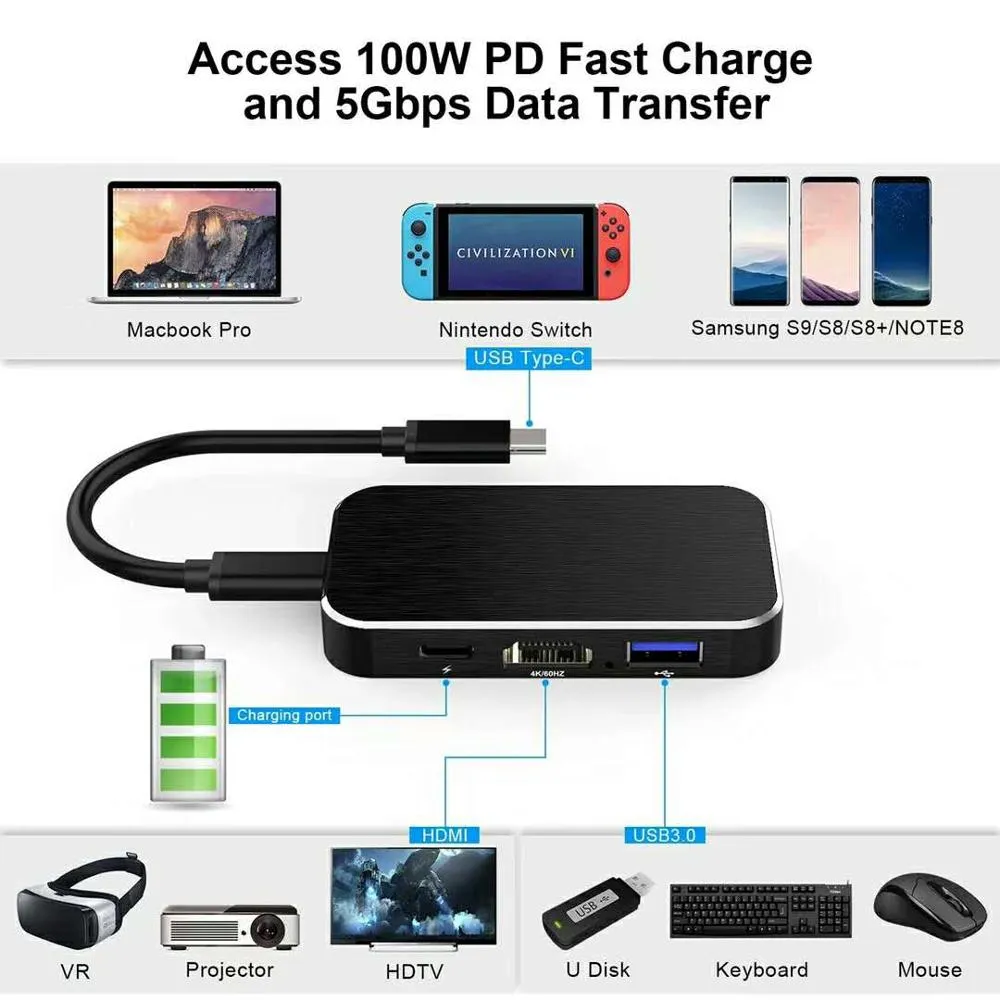 Type-c 5 In 1 hub- 3 Usb - Type c - HDMI