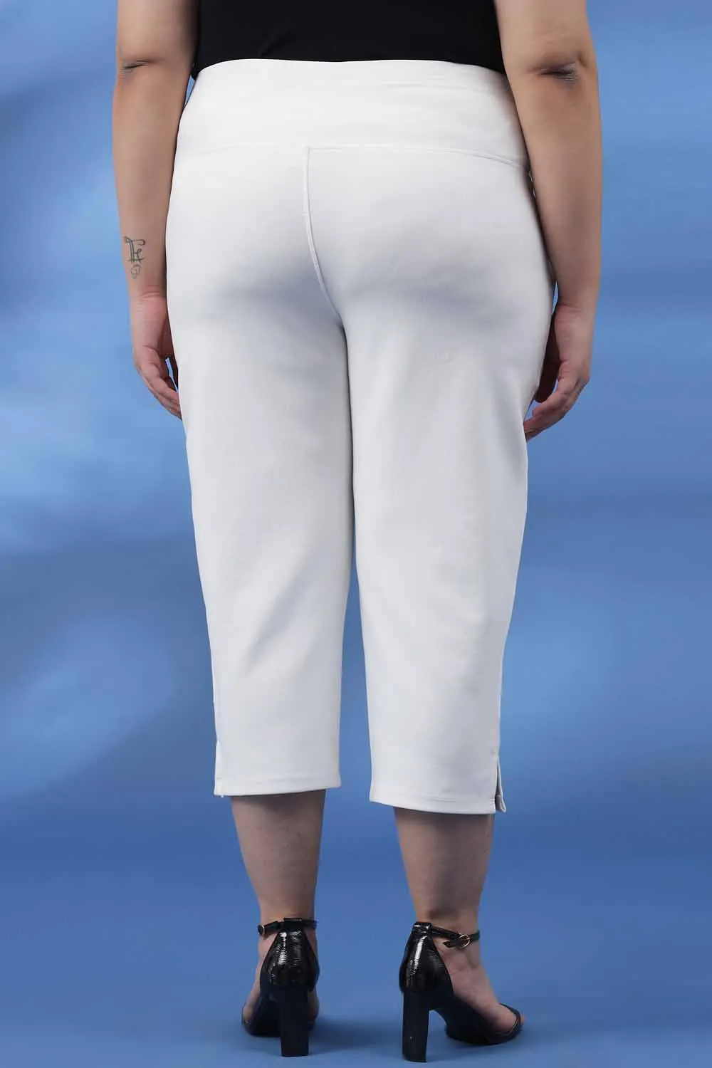 White Tummy Tucker Crop Pants